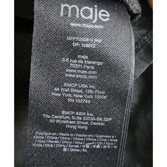 Maje Black Silk Satin Tied Size 1 US XS Blouse Long Sleeve Top - Picture 4 of 9